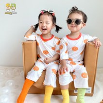 쏭스베이비 모달인견 부들오렌지 실내복 7부 세트