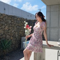 로즈마리 쉬폰 플라워원피스 비치원피스 비치웨어