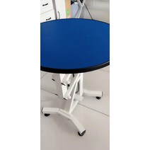 애견샵 테이블 이동식 강아지 원형 회전 리프트 탁상, 블루 공압리프팅 원형 60cm