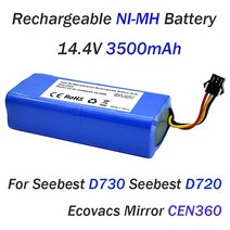 샤오미 치후360 단후이 아이로봇 호환용 Seebest D730 용 144V 3500mAh NIMH 배터리 Ecovacs 미러 CEN360, 01 3500mAh