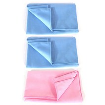 실버스핀 극세사 건식 타올 스포츠타올 수영 헬스 부드러운 수건 3개 세트, 블루+블루+핑크