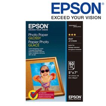 엡손 S042545 고광택 5x7 50매 사진 인화지 포토 용지, 1개
