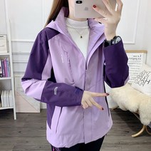 에버유어스 아웃도어 등산복 바람막이 여 아웃도어 봄가을 방풍 방수 스판 빅사이즈 등산복 퍼플 레드