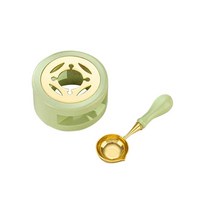 실링왁스 도장 씰링 스탬프 세트 제작 DIY 목재 용광로 스토브 왁스 인감 스탬프 봉투 장식 선물 공예 용품, 04 Green  Stove Spoon