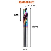 Dreanique-3.175 4 6 8mm CNC 싱글 플루트 솔리드 텅스텐 카바이드 합금 엔드밀 알루미늄용 DLC 코팅 밀링 커터 1 피스, DSA1F-D8.0-L17