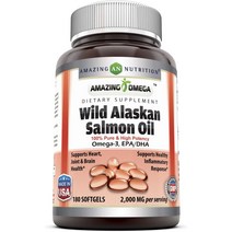 어메이징뉴트리션 와일드 알라스칸 살몬 오일 2000mg 소프트젤, 180개입, 1개