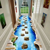 복도 3D 러그 긴 통로 카펫 착시 속임수 매트 100x300cm