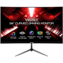 커브드모니터 게이밍 게임 용 듀얼 커브 모니터 Viotek NBV24CB2 24인치 곡선형 모니터 75Hz 풀 HD 프레임, 한개옵션0