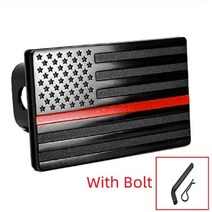 트레일러 견인 볼 후크 장치 연결고리 차량 캠핑 히치 커버 미국 국기 헤비 듀티 금속 전문 히치 캡 플러그 픽업 트럭 용 트 포함, 볼트가 있는 빨간색