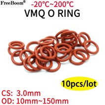 고무 오링 10pcs 레드 vmq 실리콘 o 링 cs 3mm 외경 10 식품 1세트, 외경 150mm 내경 144mm, 빨간색, CS 3.0mm
