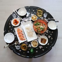 전통 원형 4인 둥근 접이식 자개상 밥상 교자상