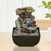 실내분수대 미니 인테리어 인공 폭포 계곡 가정용 조각 조명 집들이 선물, 진회색 4단
