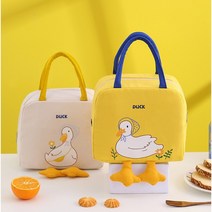 대용량 귀여운 보냉백 보온/보냉가방 캠핑 도시락가방 골프간식가방 2개, 01.러버덕 도시락가방, 핑크1개, 베이지1개