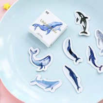 다이어리레시피 푸른 고래 바다 인쇄소 스티커 다꾸 인스 데코 포장, S114 : 푸른고래