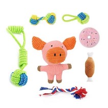MINICO 7팩 플러시 강아지 로프 장난감 강아지용 츄잉 치발기용 인터랙티브 반려동물, Pig