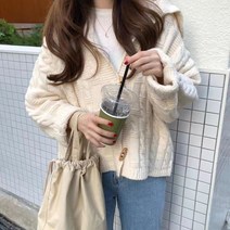 토다비다 여성 후드 가디건 가을 겨울 톡톡한 니트 꽈배기 떡볶이 가디건
