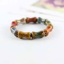 앤썸 컬러 도자기 구슬 원석 소원 비즈 행운 수제 매듭팔찌 AS-109