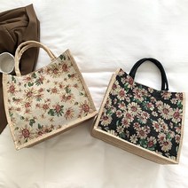 리리월드 여성 데일리 꽃무늬 린넨 에코백