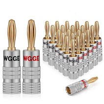 WGGE WG009 바나나 플러그 오디오 잭 커넥터 12쌍 24개 스피커 와이어 벽 플레이트 홈 시어터 오디오비디오 수신기 및 사운드 시스템용 24k 골드 듀얼 스크류 잠금, 5 Pairs