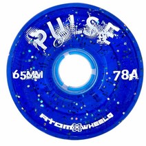 ATOM SKATES Outdoor 쿼드 롤러 휠 78A 원자 펄스 65x37 글리터 블루 2팩 바퀴 8개, 65x37 Glitter Blue, 8 wheels / 2 packs