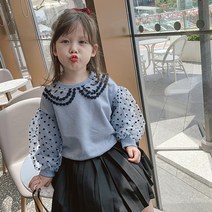 우주나라 RY-36 여아 땡땡이 레이스 소매 상의