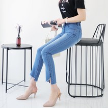 빅블루 S-4. 언발컷팅 백밴딩 일자데님PT