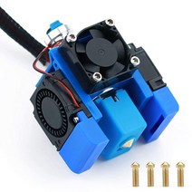 Haldis 3D 프린터 Bowden 압출기 핫엔드 키트 업그레이드된 12V 화산 올 메탈 V6 J-헤드 압출 핫 엔드 부품 황동 노즐 5개 + 냉각 팬 3개(3010) 모든 1, 12V Volcano