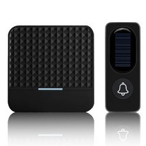 300m 장거리 태양광 무선 방수 IP65 초인종 송신기 EU 미국 영국 플러그 수신기 도어 벨 키트, 01 Black_01 미국