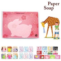 Paper Soap 휴대용 종이비누 - 효겐 로즈 토끼 (40매입), 1개
