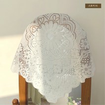 스토어91 레이스 테이블보 협탁보 미니 캠핑 원형 식탁보 레이스천 크로쉐 덮개, 크림아이보리90x90cm