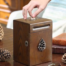 위블앤 (WEBLAND) 인테리어 원목미니금고 나무장식 저금통 인테리어소품, 빈티지장식금고