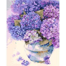 손으로 그린 diy 유화 장식 그림 아크릴 디지털 유화 DIY 유화 세트, PY3457 수국, 40*50cm 스트레치 내부 프레임 컬러 박스 포장