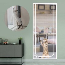 반려묘 고양이 방묘문 방묘창 안전 울타리 합사 캣 도어 펜스 현관 베란다 출입문 방충망, 화이트_3XL(130x220cm)