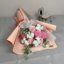 졸업식꽃다발 퐁퐁국화 비누꽃 목화 유치원 학교 졸업 기념일 여자친구 생일 선물 꽃다발, 블루