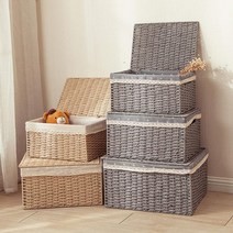 코스토프 라틴바구니 라탄수납함 수건 의류 다용도 보관함, 중형개, 그레이