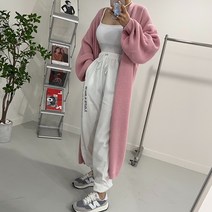 어반조이 루즈핏 하찌 니트 로브 숄 롱 가디건