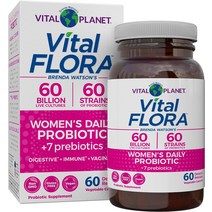프로바이오틱스 Vital Planet Flora 여성용 일일 프로바이오틱 보충제 600억 배양균과 60가지 균주 유기농 프리바이오틱스가 함유된 여성을 위한 락토바실러스 루테리 및