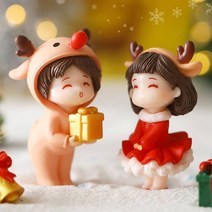 미니어처 루돌프 산타 커플 크리스마스 인형 5.9cm 2종 세트 디오라마 공방 소품 재료 피규어 미니어쳐