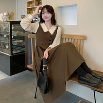 겨울 돌맘원피스 빅사이즈 77 88 롱 원피스 주름 카라 A20