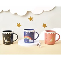 이즐비 캐릭터 레인보우 토끼 머그컵 홈 물컵 우유컵, 핑크 달 토끼 컵, 300-400ML