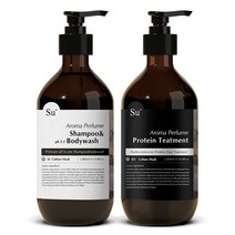 수오가닉 퍼퓸 코튼머스크 샴푸워시 1000ml+트리트먼트 1000ml 1세트