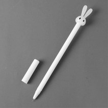 뚜껑형 캐릭터 검정색 볼펜 0.5mm-토끼 화이트 신학기