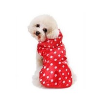 강아지비옷 강아지우비 애견우비 강아지레인코트 귀여운 강아지 비옷 pu 도트 방수 애완 동물 비옷 보관 가방 휴대용 레저 후드 요크셔 테리어 S-XL 용 판초, L, 빨간색