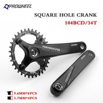옴니움 크랭크 Prowheel 산악 자전거 스프로킷 104bcd mtb 부품 체인링, 175mm, 사각 구멍 34t
