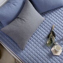 [더온]여름 모노블 시어서커 미끄럼방지형. 고정밴드형 침대패드/MS.S.SS.Q/고급선염/다양한 컬러색상, 라인블루