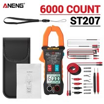 후크메타 클램프미터 누전테스터기 st207 디지털 블루투스 멀티 6000 count true rms dcac 전압 테스터 ac 전류 hz 커패시턴스 옴, st207 오렌지 프로