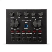 v8 pro 오디오 usb 외부 사운드 카드 헤드셋 마이크 웹캐스트 개인 엔터테인먼트 스트리머 라이브 방송 pc 컴퓨터, 1.5 잭