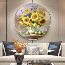 보석자수 비즈 구슬 큐빅 십자수 DIY 원형해바라기사과 도안지름50cm 액자포함 국내 당일발송, (십자수+액자)로즈골드