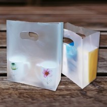 두꺼운 링 손잡이 비닐봉투 100매(대 중 소)도시락 카페 문구 포장 HDPE, 중형100매(30x16x40)