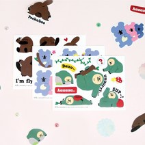 마넷 사각 아트지(무광코팅) 스티커 - 피카부 프렌즈 02. 늘보, 02.늘보